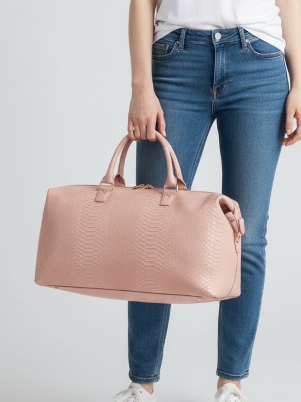 Lulu Dharma Women's Croc Embossed Weekender Travel Bag In Pink